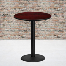 36'' Round Mahogany Laminate Table Top with 24'' Round Bar Height Table Base [FLF-XU-RD-36-MAHTB-TR24B-GG]