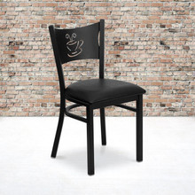 HERCULES Series Black Coffee Back Metal Restaurant Chair - Black Vinyl Seat [FLF-XU-DG-60099-COF-BLKV-GG]