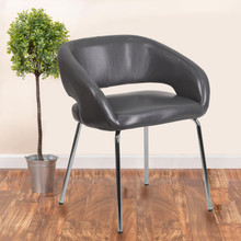 Fusion Series Contemporary Gray LeatherSoft Side Reception Chair [FLF-CH-162731-GY-GG]