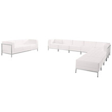 HERCULES Imagination Series Melrose White LeatherSoft Sectional & Sofa Set, 10 Pieces [FLF-ZB-IMAG-SET19-WH-GG]