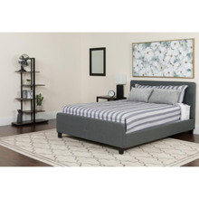 Tribeca Twin Size Tufted Upholstered Platform Bed in Dark Gray Fabric with Pocket Spring Mattress [FLF-HG-BM-29-GG]