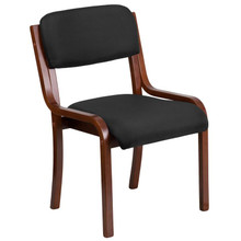 Contemporary Walnut Wood Side Reception Chair with Black Fabric Seat [FLF-UH-5071-BK-WAL-GG]