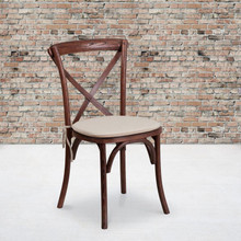HERCULES Series Stackable Mahogany Wood Cross Back Chair with Cushion [FLF-XU-X-MAH-NTC-GG]