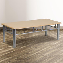 Natural Laminate Coffee Table with Silver Steel Frame [FLF-JB-6-COF-NAT-GG]