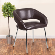 Fusion Series Contemporary Brown LeatherSoft Side Reception Chair [FLF-CH-162731-BN-GG]