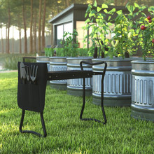 Black Foldable Garden Kneeler - Black Padded Gardening Bench for Kneeling or Sitting with Removable Tool Bag Pouch [FLF-TLH-105-BK-GG]