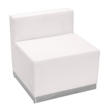 HERCULES Alon Series Melrose White LeatherSoft Chair with Brushed Stainless Steel Base [FLF-ZB-803-CHAIR-WH-GG]