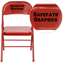 Personalized HERCULES Series Triple Braced & Double Hinged Red Metal Folding Chair [FLF-HF3-MC-309AS-RED-TXTEMB-VYL-GG]