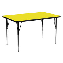 Wren 30''W x 60''L Rectangular Yellow HP Laminate Activity Table - Standard Height Adjustable Legs [FLF-XU-A3060-REC-YEL-H-A-GG]