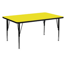 Wren 30''W x 60''L Rectangular Yellow HP Laminate Activity Table - Height Adjustable Short Legs [FLF-XU-A3060-REC-YEL-H-P-GG]
