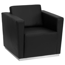 HERCULES Trinity Series Contemporary Black LeatherSoft Chair with Stainless Steel Base [FLF-ZB-TRINITY-8094-CHAIR-BK-GG]