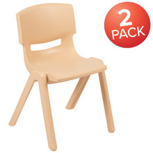 2 Pack Natural Plastic Stackable School Chair with 13.25" Seat Height [FLF-2-YU-YCX-004-NAT-GG]