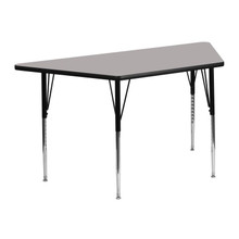 Wren 22.5''W x 45''L Trapezoid Grey HP Laminate Activity Table - Standard Height Adjustable Legs [FLF-XU-A2448-TRAP-GY-H-A-GG]