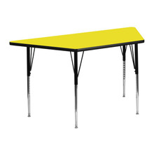 Wren 22.5''W x 45''L Trapezoid Yellow HP Laminate Activity Table - Standard Height Adjustable Legs [FLF-XU-A2448-TRAP-YEL-H-A-GG]