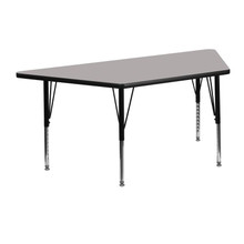 Wren 22.5''W x 45''L Trapezoid Grey HP Laminate Activity Table - Height Adjustable Short Legs [FLF-XU-A2448-TRAP-GY-H-P-GG]