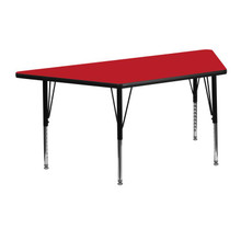 Wren 22.5''W x 45''L Trapezoid Red HP Laminate Activity Table - Height Adjustable Short Legs [FLF-XU-A2448-TRAP-RED-H-P-GG]