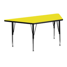 Wren 22.5''W x 45''L Trapezoid Yellow HP Laminate Activity Table - Height Adjustable Short Legs [FLF-XU-A2448-TRAP-YEL-H-P-GG]