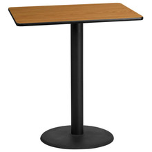 30'' x 42'' Rectangular Natural Laminate Table Top with 24'' Round Bar Height Table Base [FLF-XU-NATTB-3042-TR24B-GG]