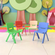4 Pack Plastic Stackable School Chairs with 10.5" Seat Height, Assorted Colors [FLF-4-YU-YCX-003-MULTI-GG]