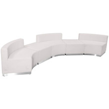 HERCULES Alon Series Melrose White LeatherSoft Reception Configuration, 5 Pieces [FLF-ZB-803-810-SET-WH-GG]