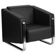 HERCULES Gallant Series Contemporary Black LeatherSoft Chair with Stainless Steel Frame [FLF-ZB-8803-1-CHAIR-BK-GG]