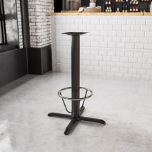 33'' x 33'' Restaurant Table X-Base with 4'' Dia. Bar Height Column and Foot Ring [FLF-XU-T3333-BAR-4CFR-GG]