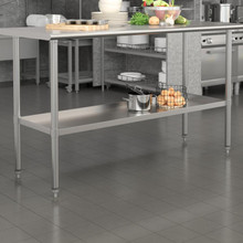 Galvanized Under Shelf for Prep and Work Tables - Adjustable Lower Shelf for 24" x 60" Stainless Steel Tables [FLF-NH-GU-2460-GG]