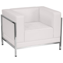 HERCULES Imagination Series Contemporary Melrose White LeatherSoft Chair with Encasing Frame [FLF-ZB-IMAG-CHAIR-WH-GG]