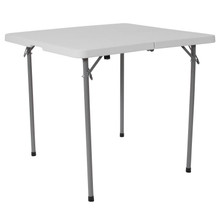 2.79-Foot Square Bi-Fold Granite White Plastic Folding Table with Carrying Handle [FLF-RB-3434FH-GG]
