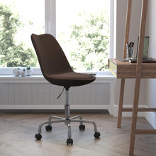 Aurora Series Mid-Back Brown Fabric Task Office Chair with Pneumatic Lift and Chrome Base [FLF-CH-152783-BN-GG]