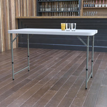 4-Foot Height Adjustable Bi-Fold Granite White Plastic Folding Table [FLF-DAD-YCZ-122Z-2-GG]