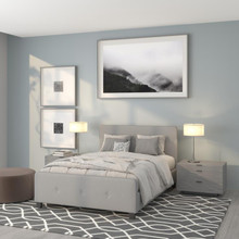 Tribeca Full Size Tufted Upholstered Platform Bed in Light Gray Fabric [FLF-HG-26-GG]