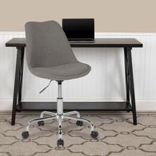 Aurora Series Mid-Back Light Gray Fabric Task Office Chair with Pneumatic Lift and Chrome Base [FLF-CH-152783-LTGY-GG]
