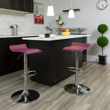 Contemporary Purple Vinyl Adjustable Height Barstool with Solid Wave Seat and Chrome Base [FLF-DS-801-CONT-PUR-GG]