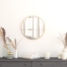 20" Round Gold Metal Framed Wall Mirror - Large Accent Mirror for Bathroom, Vanity, Entryway, Dining Room, & Living Room [FLF-RH-M003-RD50BB-GD-GG]