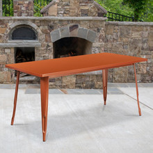 Commercial Grade 31.5" x 63" Rectangular Copper Metal Indoor-Outdoor Table [FLF-ET-CT005-POC-GG]