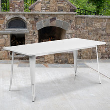 Commercial Grade 31.5" x 63" Rectangular White Metal Indoor-Outdoor Table [FLF-ET-CT005-WH-GG]