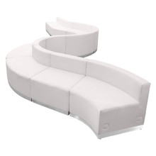 HERCULES Alon Series Melrose White LeatherSoft Reception Configuration, 10 Pieces [FLF-ZB-803-400-SET-WH-GG]