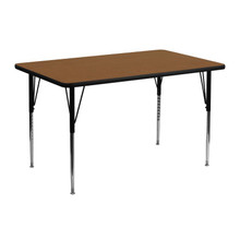 Wren 24''W x 48''L Rectangular Oak HP Laminate Activity Table - Standard Height Adjustable Legs [FLF-XU-A2448-REC-OAK-H-A-GG]