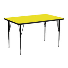 Wren 24''W x 48''L Rectangular Yellow HP Laminate Activity Table - Standard Height Adjustable Legs [FLF-XU-A2448-REC-YEL-H-A-GG]