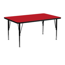 Wren 24''W x 48''L Rectangular Red HP Laminate Activity Table - Height Adjustable Short Legs [FLF-XU-A2448-REC-RED-H-P-GG]