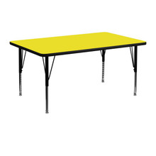 Wren 24''W x 48''L Rectangular Yellow HP Laminate Activity Table - Height Adjustable Short Legs [FLF-XU-A2448-REC-YEL-H-P-GG]