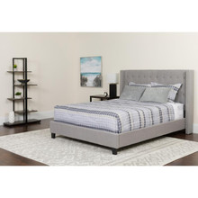 Riverdale Full Size Tufted Upholstered Platform Bed in Light Gray Fabric with Pocket Spring Mattress [FLF-HG-BM-42-GG]