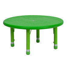 33'' Round Green Plastic Height Adjustable Activity Table [FLF-YU-YCX-007-2-ROUND-TBL-GREEN-GG]