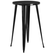 Commercial Grade 24" Round Black Metal Indoor-Outdoor Bar Height Table [FLF-CH-51080-40-BK-GG]