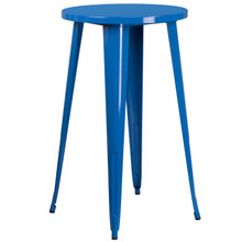 Commercial Grade 24" Round Blue Metal Indoor-Outdoor Bar Height Table [FLF-CH-51080-40-BL-GG]