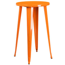 Commercial Grade 24" Round Orange Metal Indoor-Outdoor Bar Height Table [FLF-CH-51080-40-OR-GG]