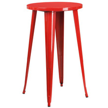 Commercial Grade 24" Round Red Metal Indoor-Outdoor Bar Height Table [FLF-CH-51080-40-RED-GG]