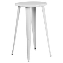 Commercial Grade 24" Round White Metal Indoor-Outdoor Bar Height Table [FLF-CH-51080-40-WH-GG]