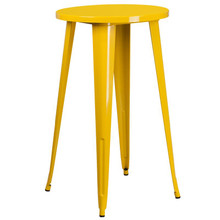 Commercial Grade 24" Round Yellow Metal Indoor-Outdoor Bar Height Table [FLF-CH-51080-40-YL-GG]